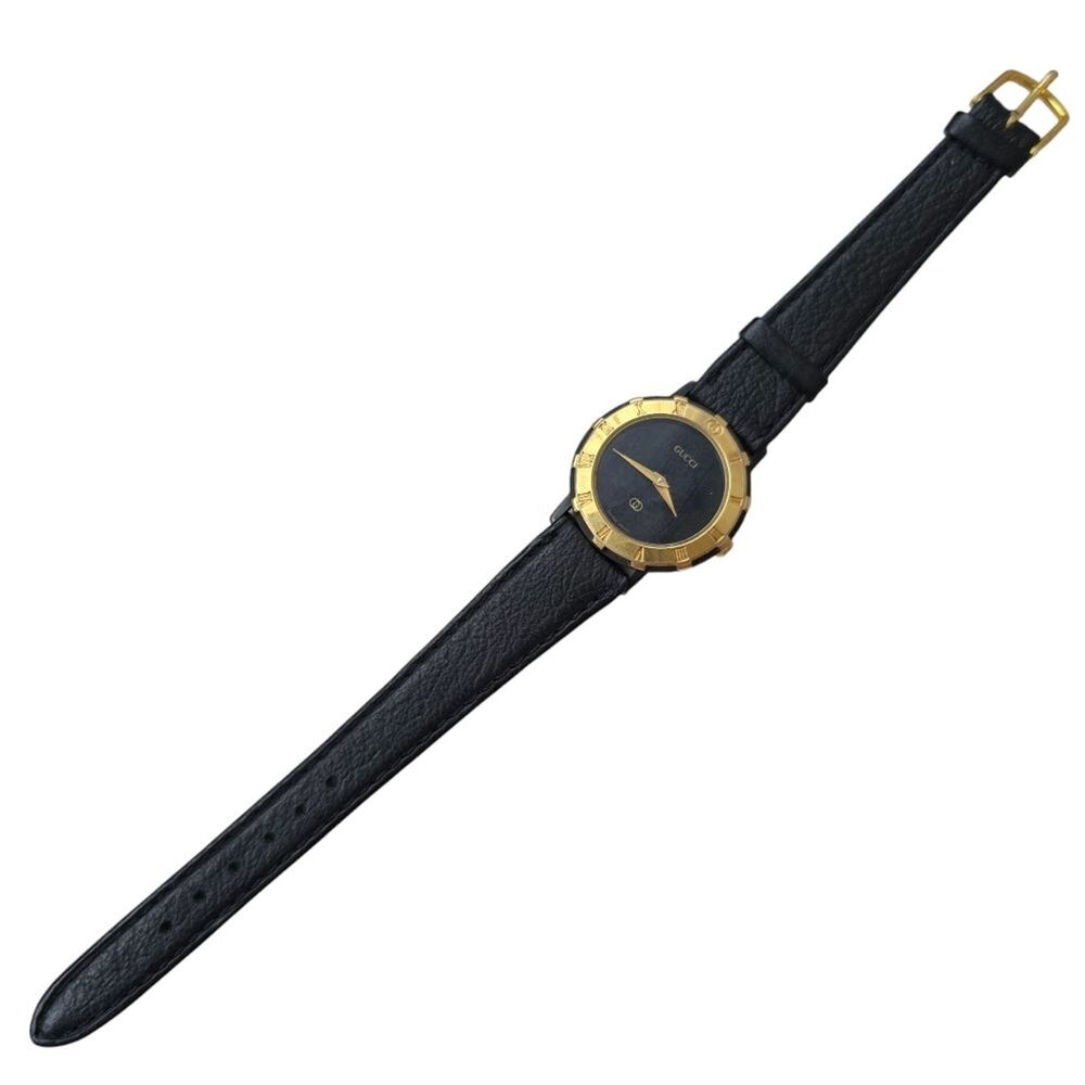 Vintage Gucci 3200L Women's Watch Gold Plated Roman Bezel Black Dial Swiss Made - Picture 6 of 7